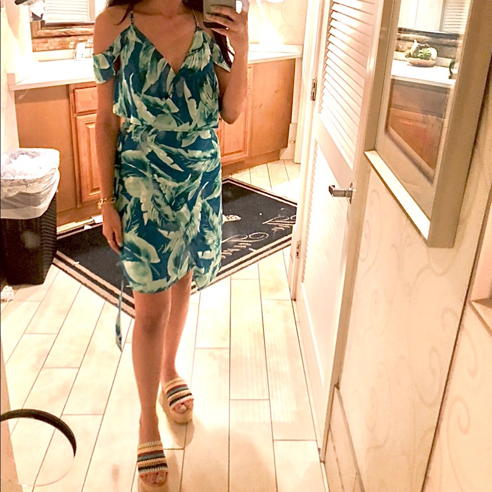 Turquoise colorful floral dress